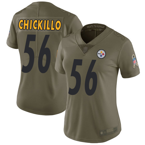 Women Pittsburgh Steelers Football 56 Limited Olive Anthony Chickillo 2017 Salute to Nike NFL Jersey